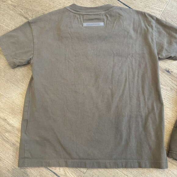 Olive Green Essentials Shorts Tee Short Set Outfit - Picture 7 of 9